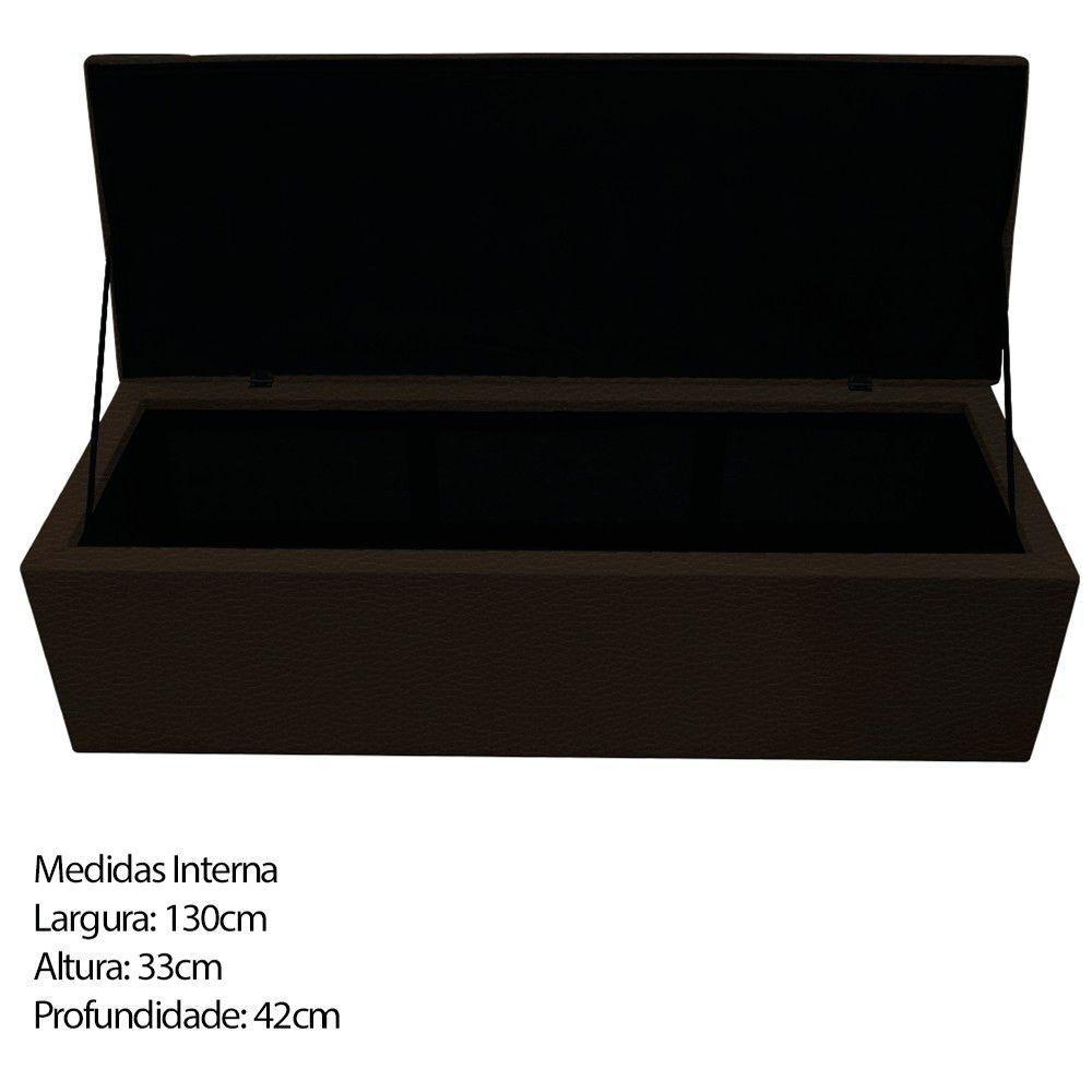 Kit Cabeceira Calçadeira Baú Estofada 140cm Casal Marrom - 6
