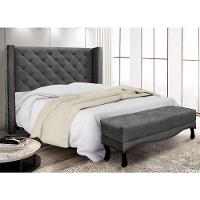 Kit Cabeceira E Calçadeira Recamier Solteiro 0,90M Cinza