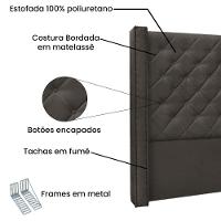 Kit Cabeceira E Calçadeira Recamier Solteiro 0,90M Cinza - 8