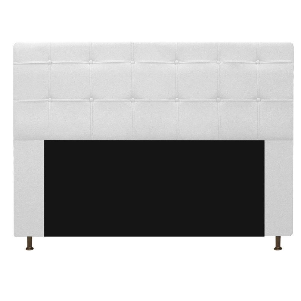 Kit Cabeceira Calçadeira Baú Estofada 140cm Casal Branco - 8