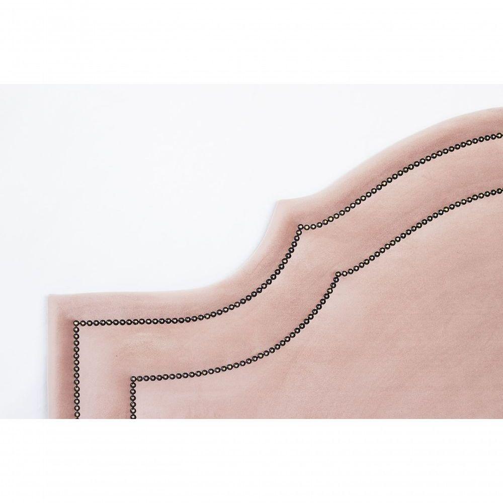 Cabeceira Casal Luxo 140x60 Veludo Rosê Tachas Fumê - 2