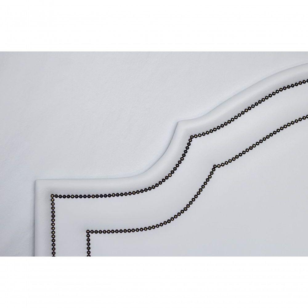 Cabeceira King Luxo 193x60 Courino Branco Tachas Fumê - 4