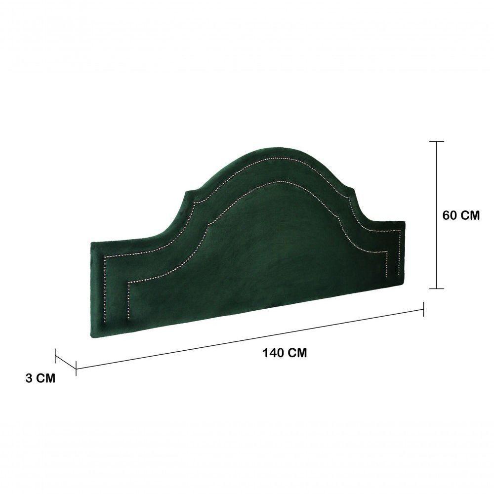 Cabeceira Casal Luxo 140x60 Veludo Verde Tachas Fumê - 3