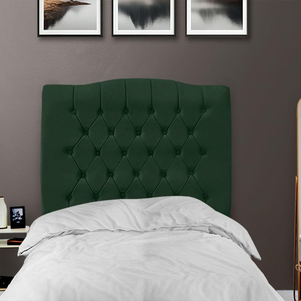 Cabeceira De Cama Box Solteiro 90 Cm Dunas - Veludo Verde. - 3