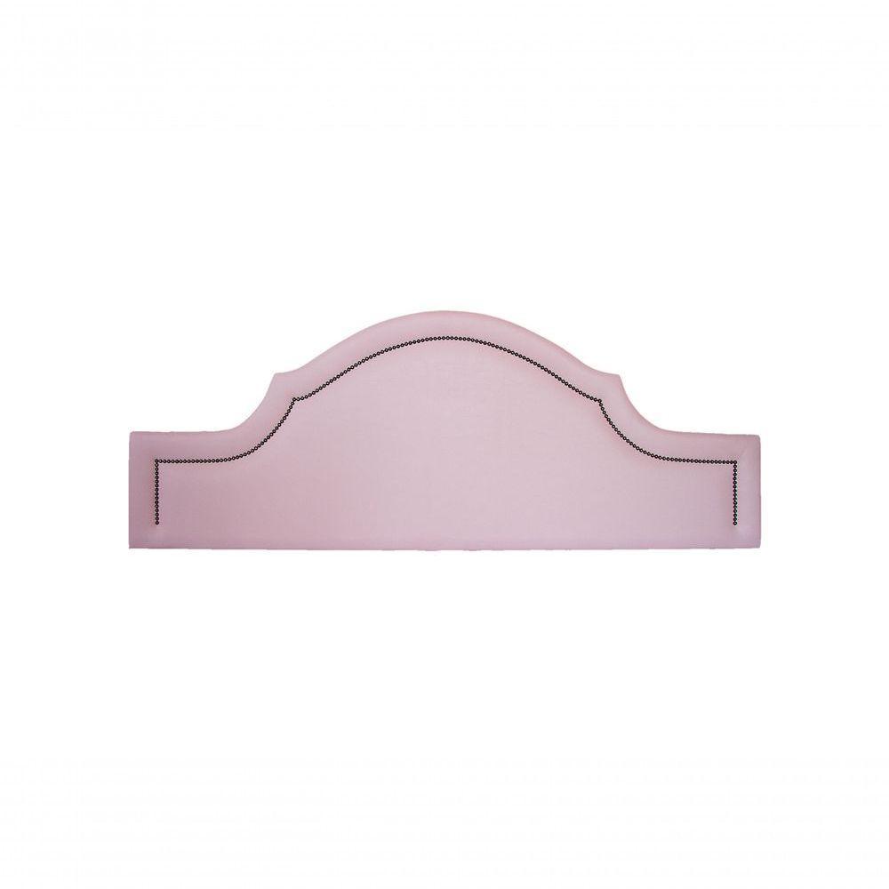 Cabeceira Queen Luxo 160x60 Courino Rosa Tachas Fumê - 2