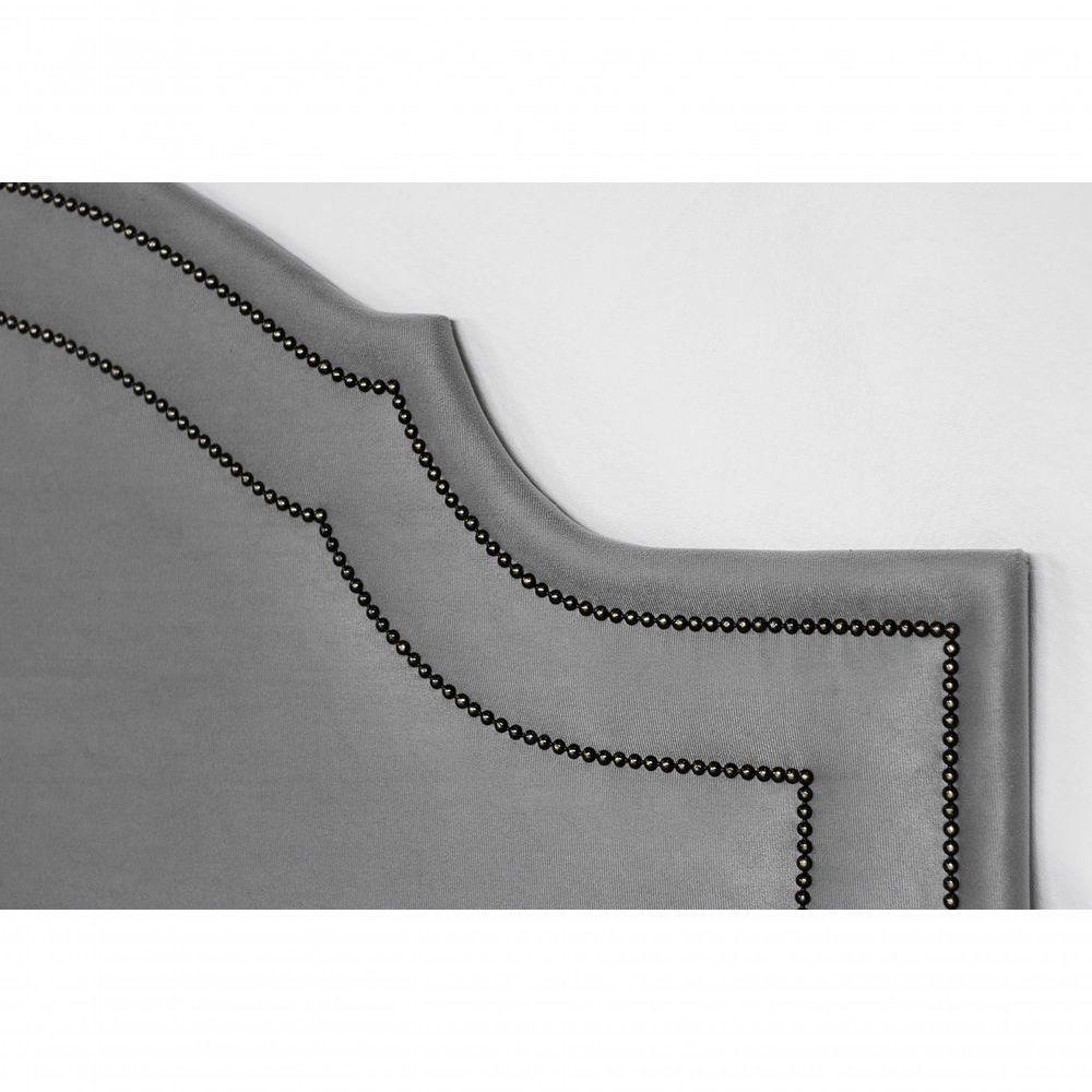 Cabeceira Casal Luxo 140x60 Suede Cinza Tachas Fumê - 4