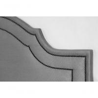 Cabeceira Casal Luxo 140x60 Suede Cinza Tachas Fumê