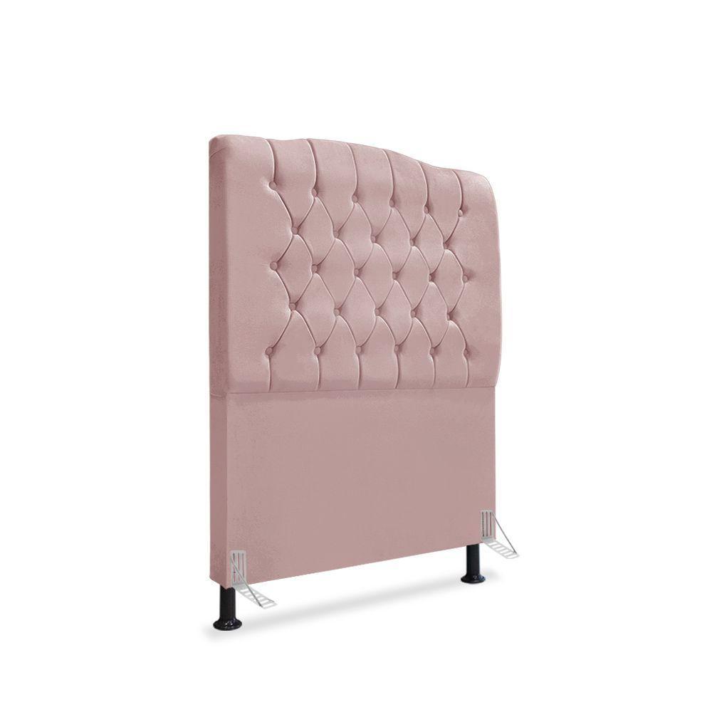 Cabeceira De Cama Box Solteiro 90 Cm Dunas - Veludo Rose. - 1