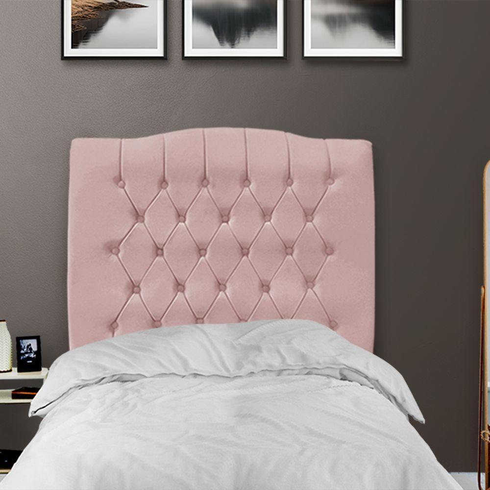Cabeceira De Cama Box Solteiro 90 Cm Dunas - Veludo Rose. - 3