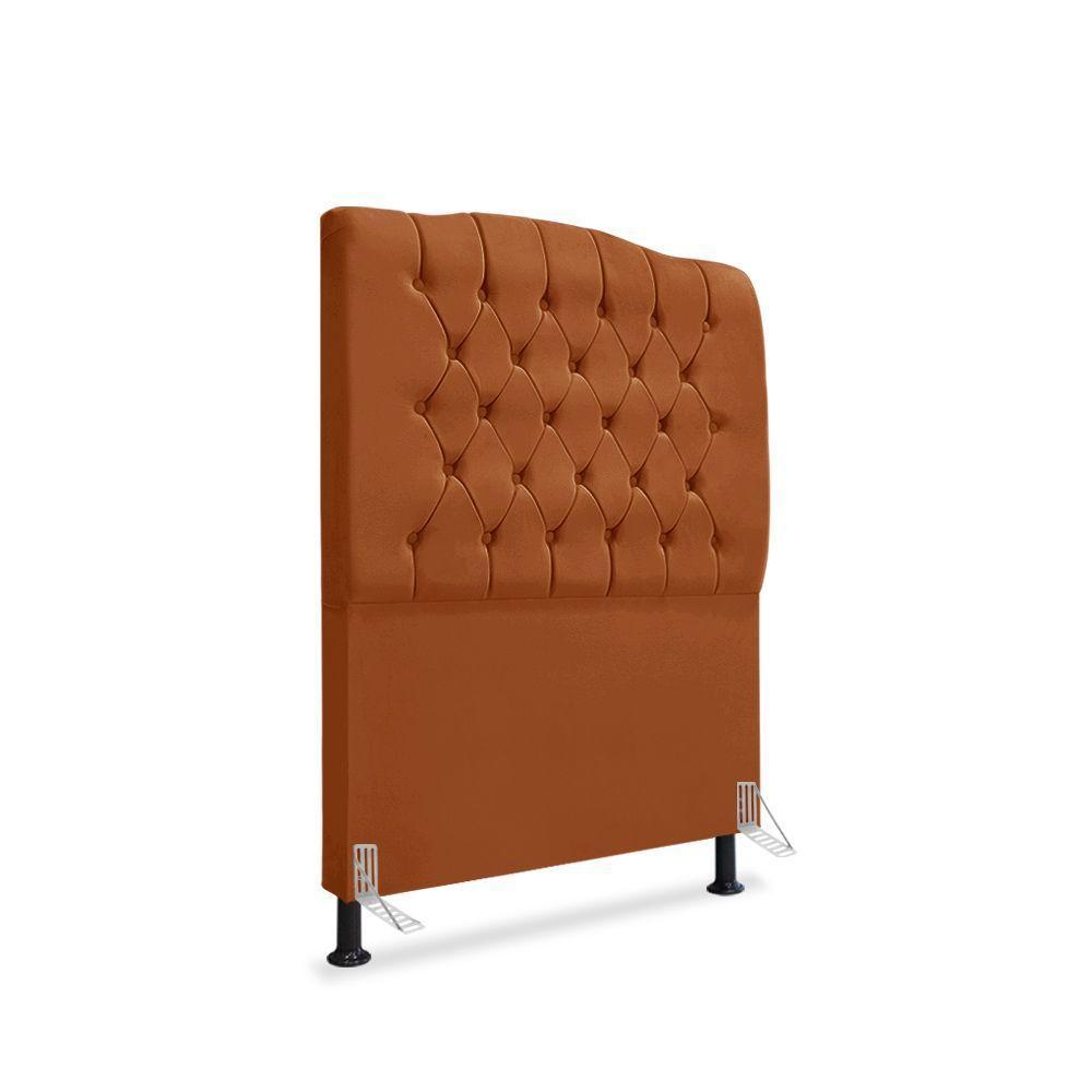 Cabeceira De Cama Box Solteiro 90 Cm Dunas - Veludo Terra Cota. - 1