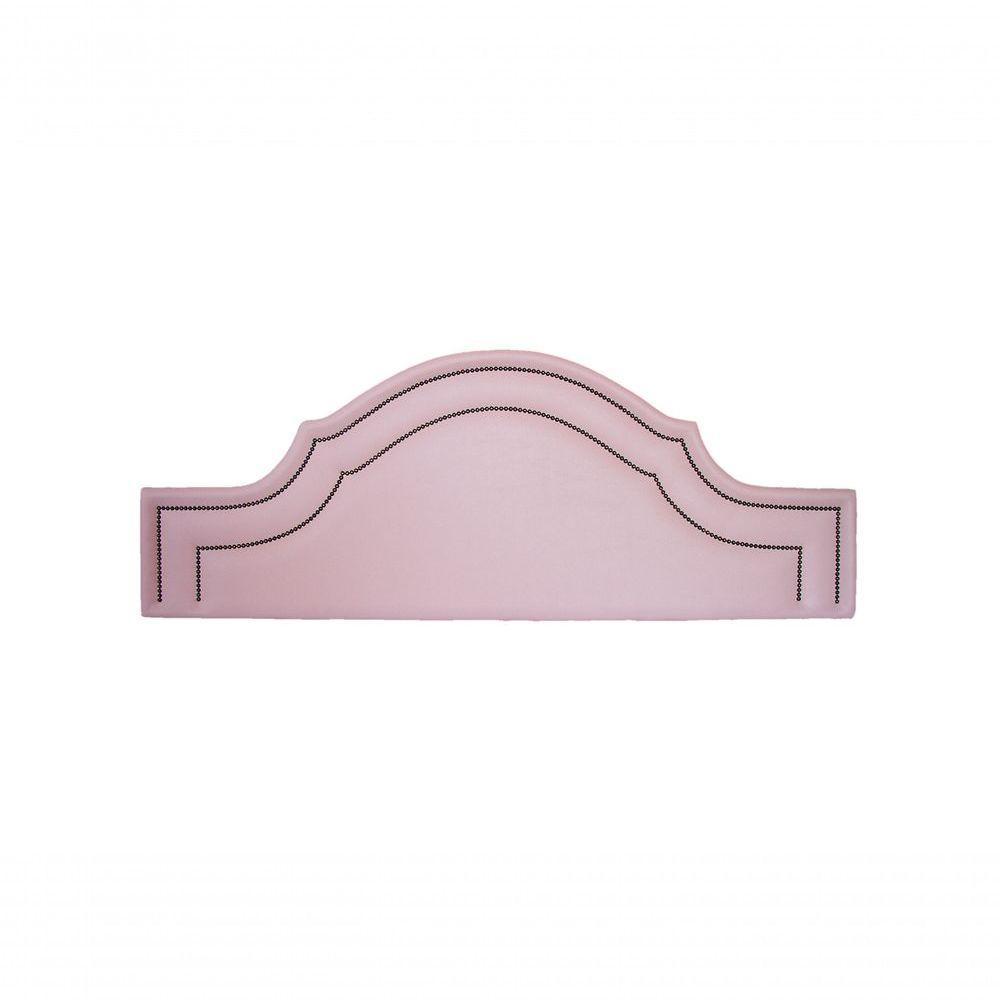 Cabeceira King Luxo 193x60 Courino Rosa Tachas Fumê - 2