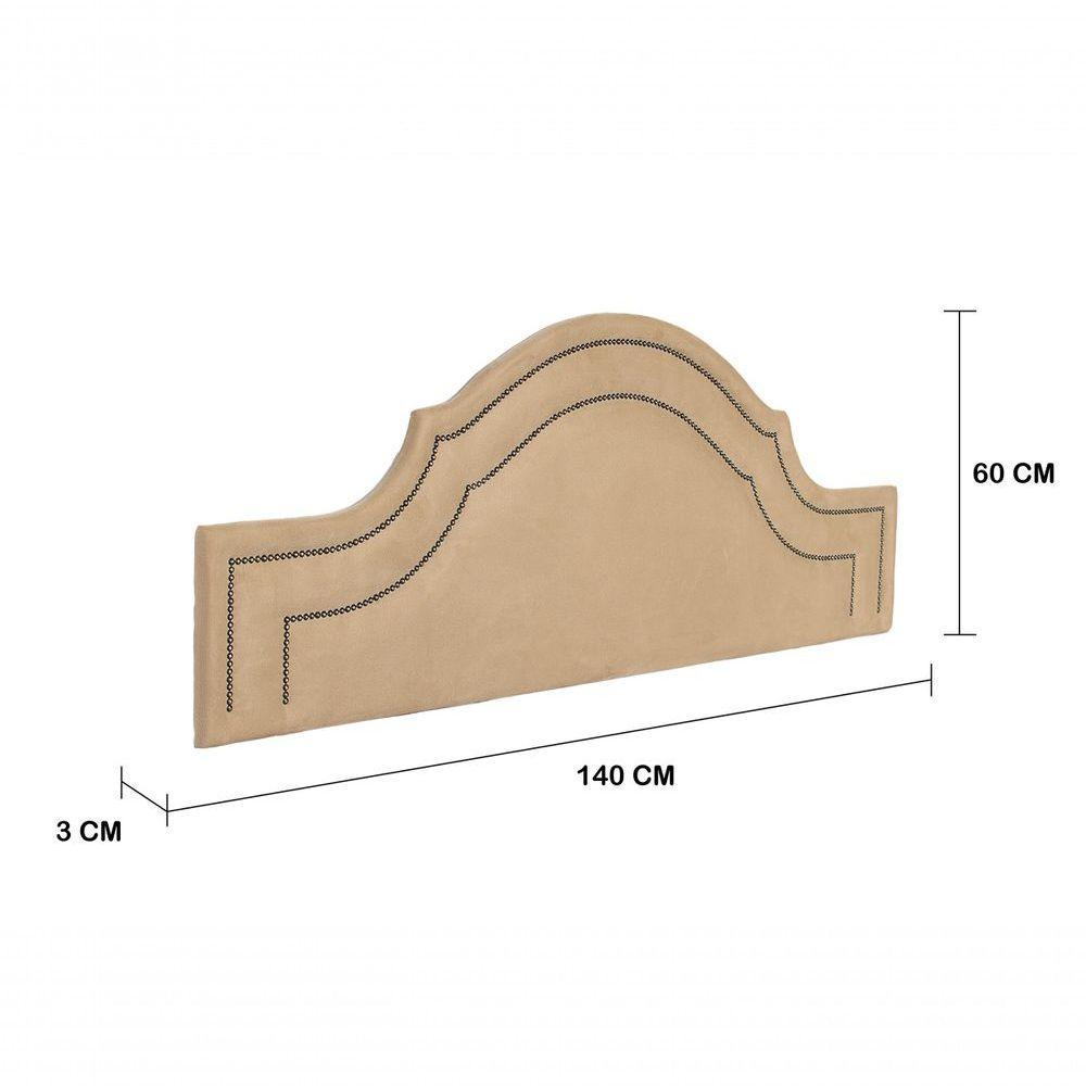 Cabeceira Casal Luxo 140x60 Suede Bege Tachas Fumê - 4