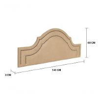 Cabeceira Casal Luxo 140x60 Suede Bege Tachas Fumê