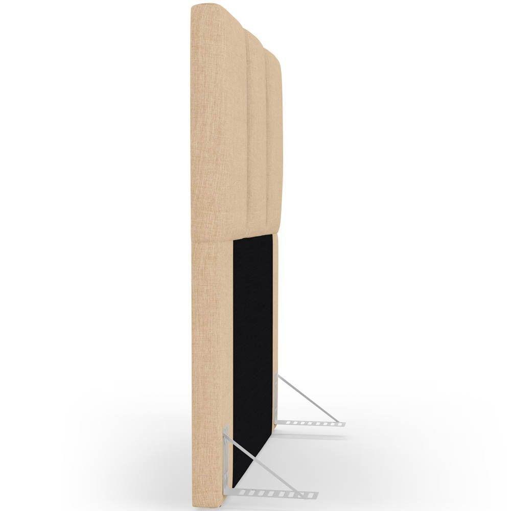 Cabeceira Cama Box Solteiro 90cm Pérola W01 Linho Bege Escuro - Mpozenato - 2