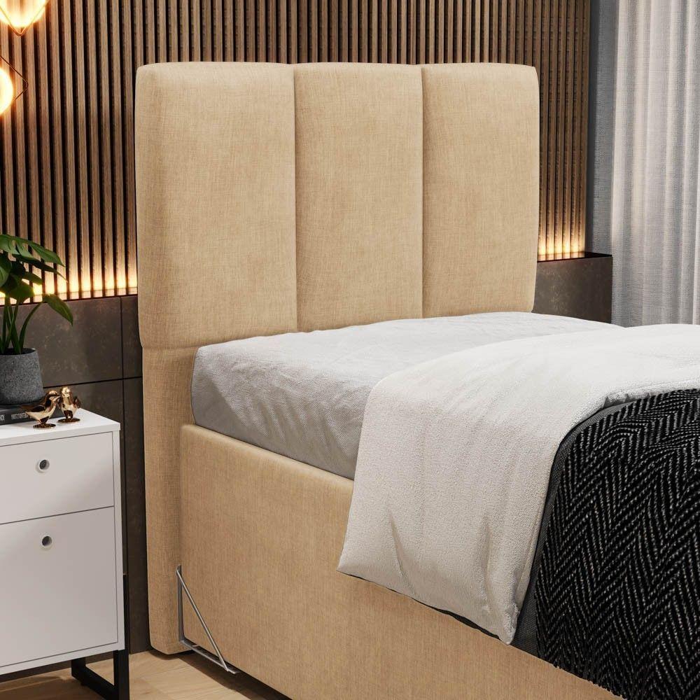 Cabeceira Cama Box Solteiro 90cm Pérola W01 Linho Bege Escuro - Mpozenato - 6