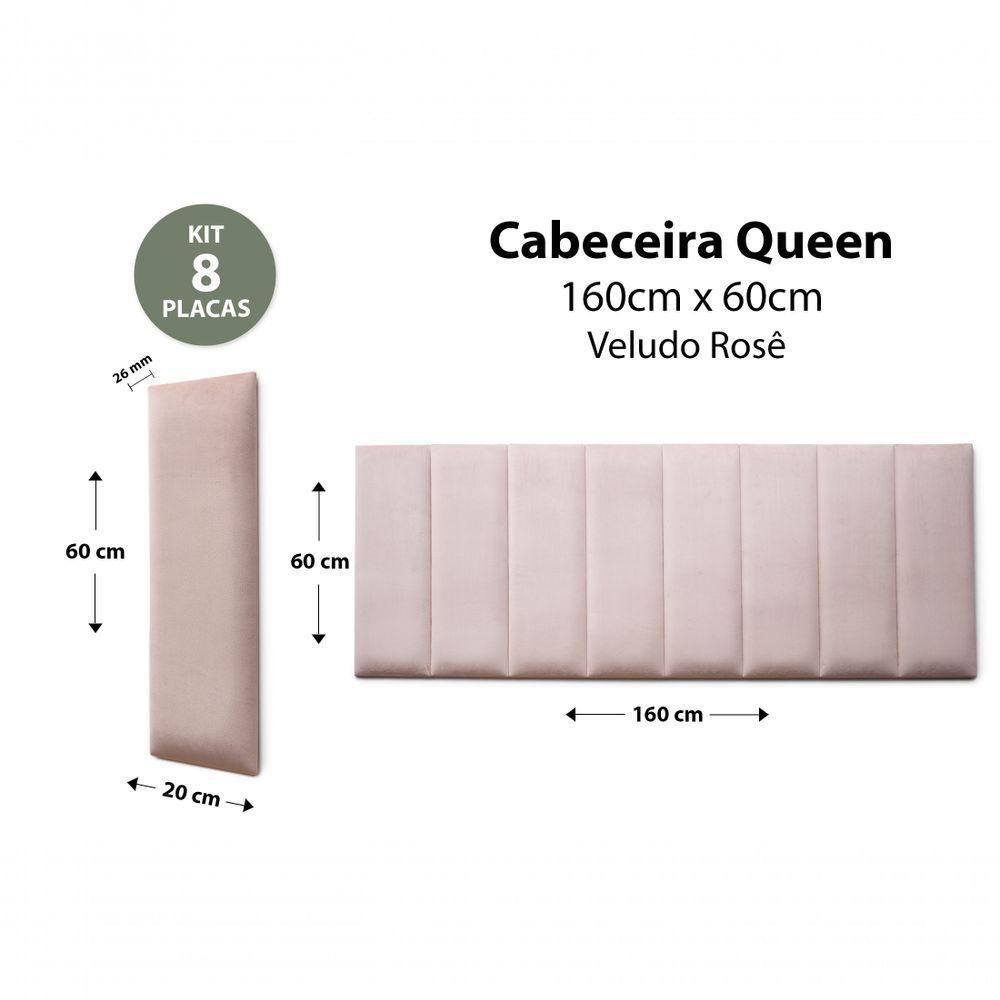 Placas Cabeceira Queen 160cm X 60cm 8 Placas Veludo Nude - 2
