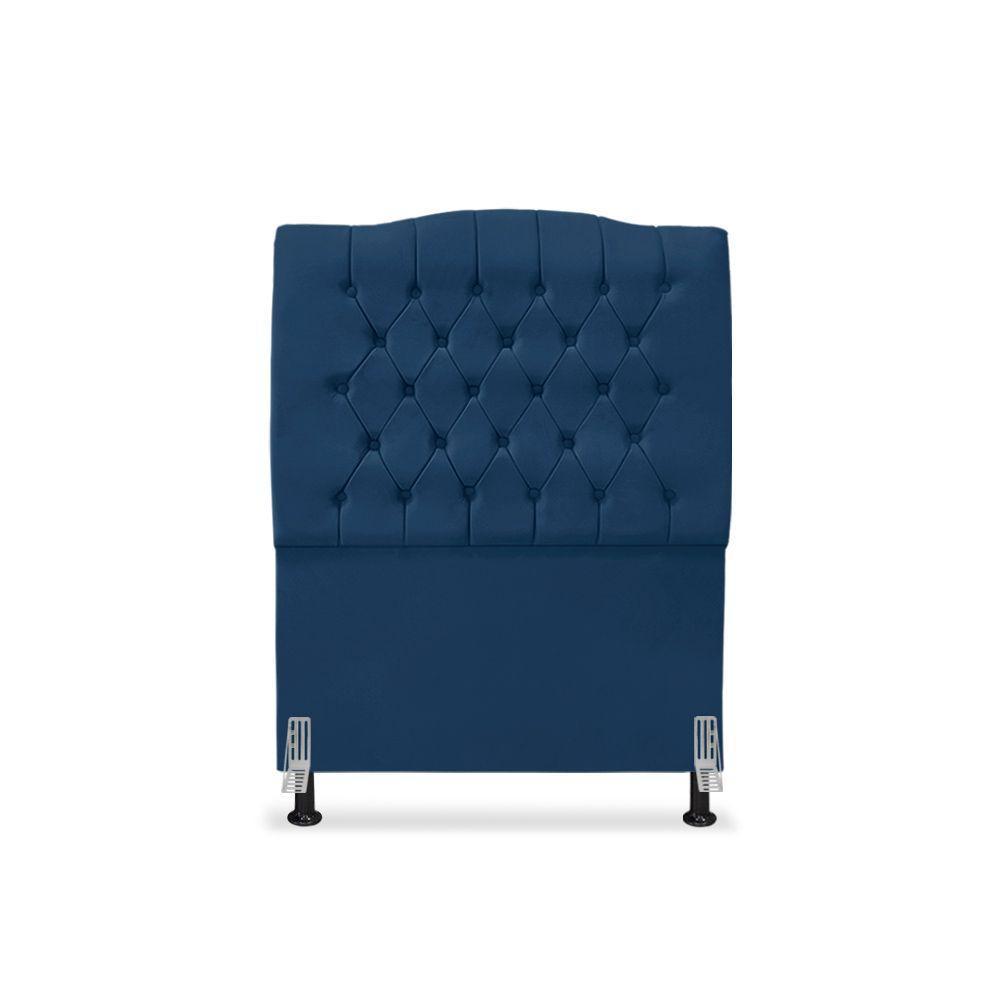 Cabeceira De Cama Box Solteiro 90 Cm Dunas - Veludo Azul Marinho. - 3