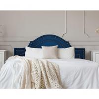 Cabeceira Casal Luxo 140x60 Suede Azul Tachas Fumê - 1