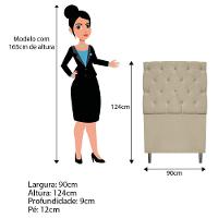 Kit Cabeceira Calçadeira Liverpool 90cm Solteiro Bege - 2