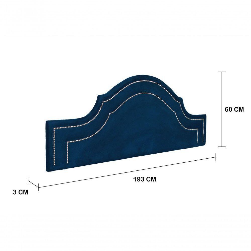 Cabeceira King Luxo 193x60 Suede Azul Tachas Prata - 3