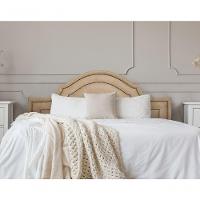 Cabeceira King Luxo 193x60 Suede Bege Tachas Fumê - 1