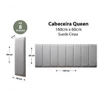 Placas Cabeceira Queen 160cm X 60cm 8 Placas Suede Cinza - 2