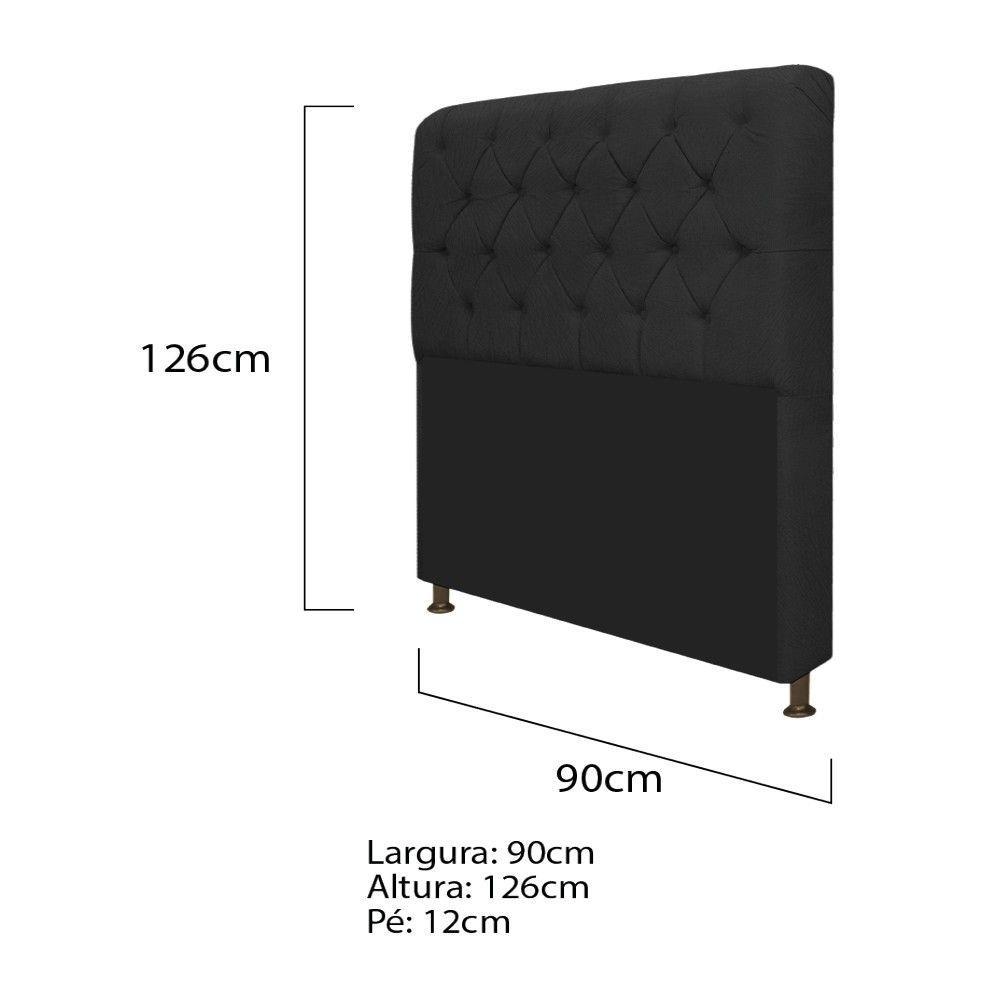 Kit Cabeceira Lady Recamier Ari 90cm Solteiro Preto - 4