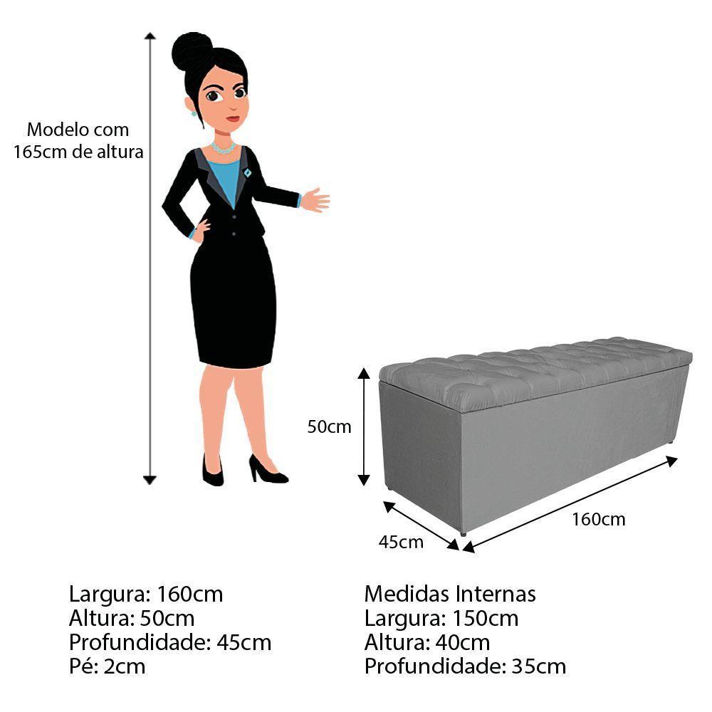 Kit Cabeceira Calçadeira Liverpool 160cm Queen Cinza - 5