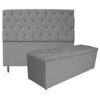 Kit Cabeceira Calçadeira Liverpool 160cm Queen Cinza - 1