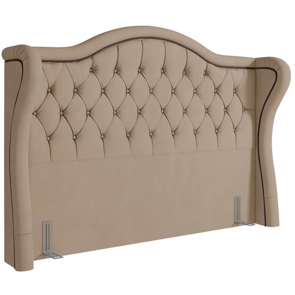 Cabeceira Cama Box Casal King 195cm P05 Lisboa Veludo Bege - 1