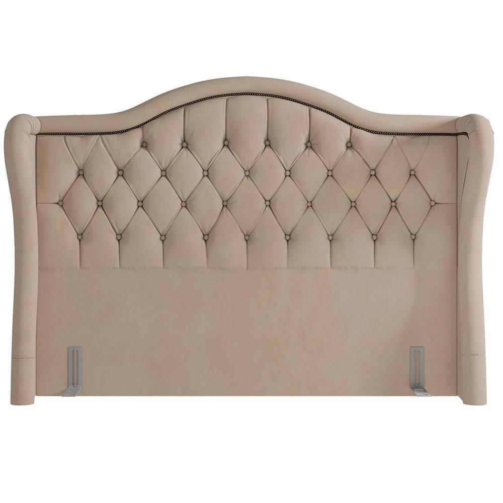 Cabeceira Cama Box Casal King 195cm P05 Lisboa Veludo Bege - 3