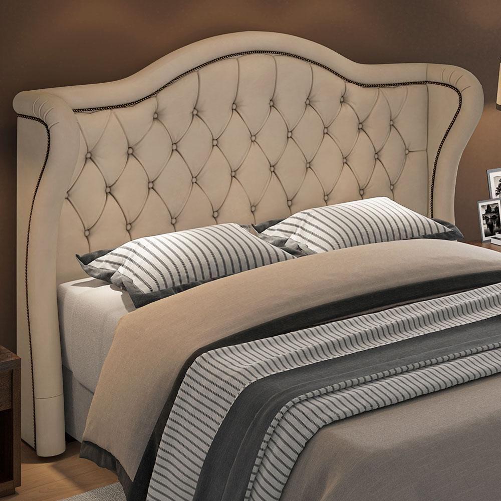 Cabeceira Cama Box Casal King 195cm P05 Lisboa Veludo Bege - 5