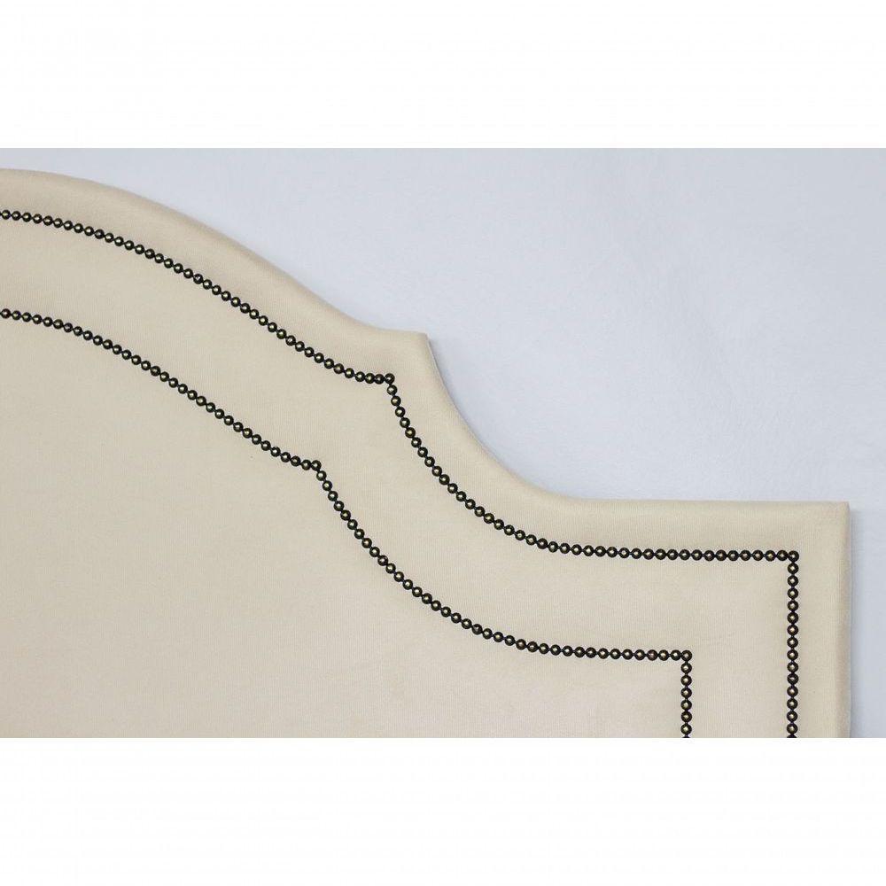 Cabeceira Casal Luxo 140x60 Suede Off White Tachas Fumê - 4