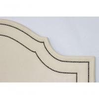 Cabeceira Casal Luxo 140x60 Suede Off White Tachas Fumê