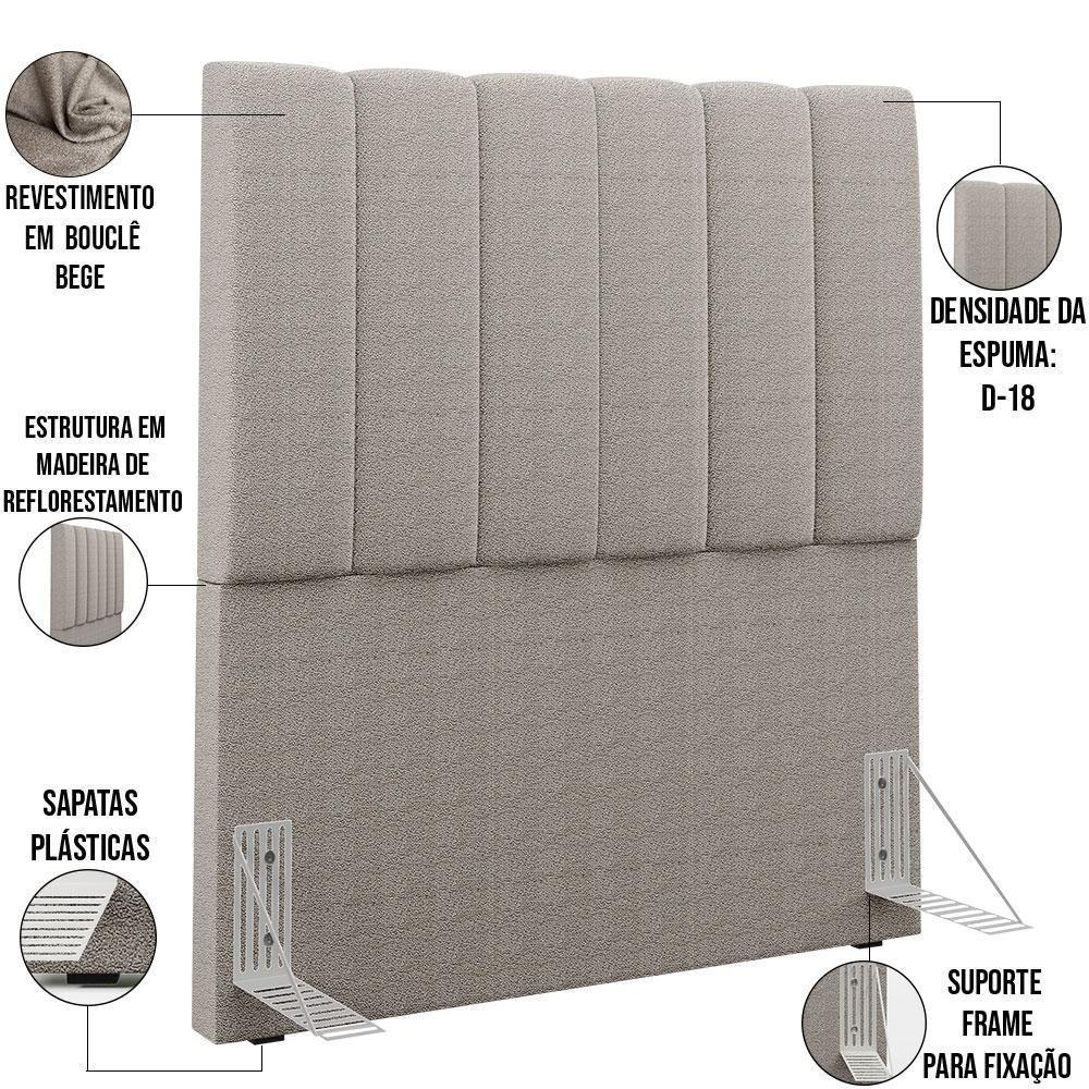 Cabeceira Cama Box Solteiro 100cm Dália W01 Bouclê Bege - 4