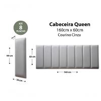 Placas Cabeceira Queen 160cm X 60cm 8 Placas Courino Cinza - 2