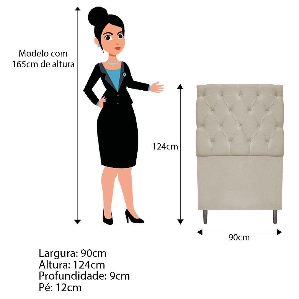 Kit Cabeceira Calçadeira Liverpool 90cm Solteiro Bege - 2