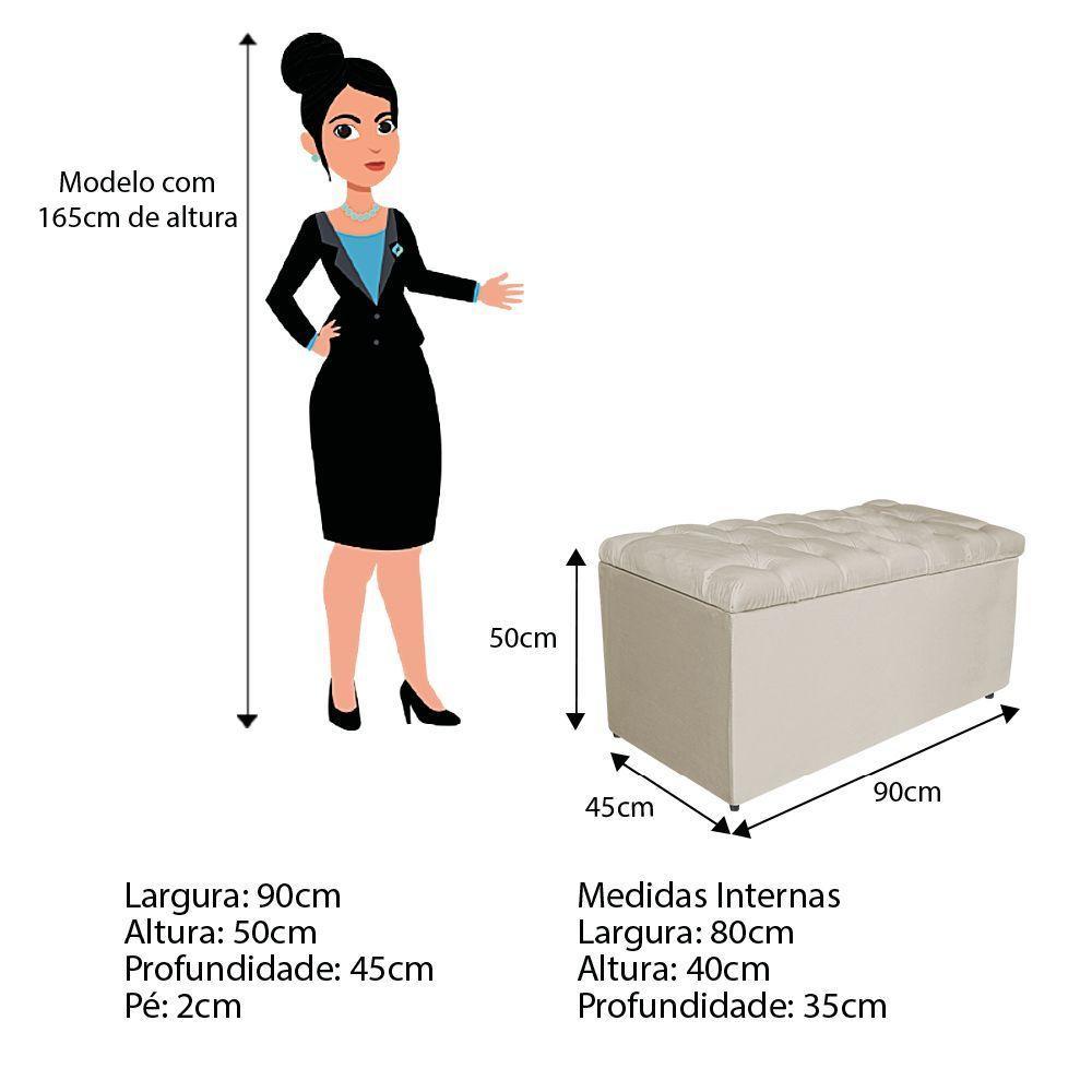 Kit Cabeceira Calçadeira Liverpool 90cm Solteiro Bege - 6