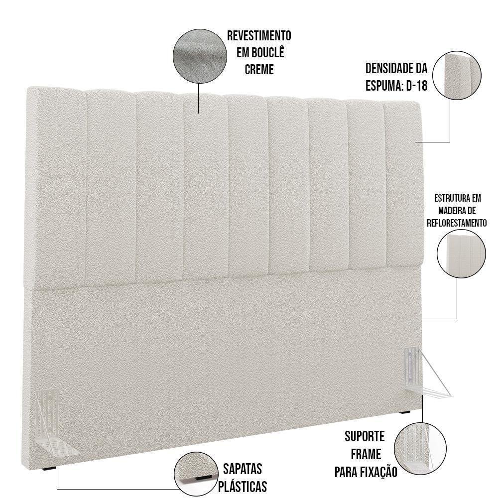 Cabeceira Cama Box Casal Queen 160cm Dália W01 Bouclê Creme - 5