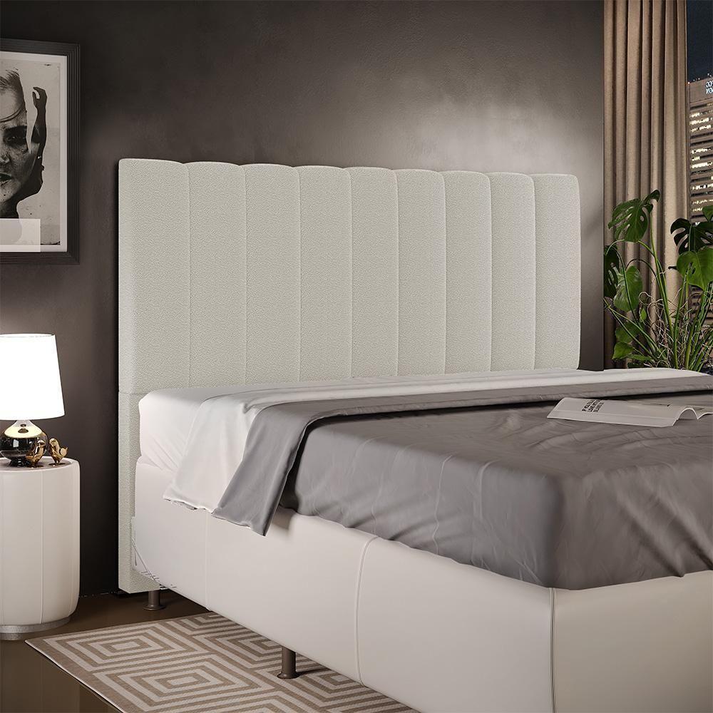 Cabeceira Cama Box Casal Queen 160cm Dália W01 Bouclê Creme - 6