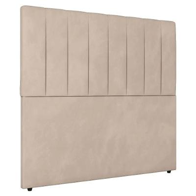 Cabeceira Cama Box Solteiro Ivana 90cm Veludo - Desk Design Cor Bege