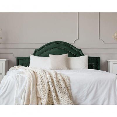 Cabeceira King Luxo 193x60 Veludo Verde Tachas Fumê