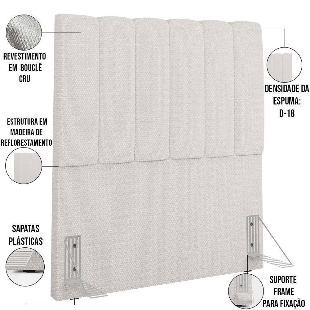 Cabeceira Cama Box Solteiro 100cm Dália W01 Bouclê Cru - 7