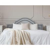 Cabeceira Casal Luxo 140x60 Courino Cinza Tachas Fumê - 1