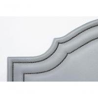 Cabeceira Casal Luxo 140x60 Courino Cinza Tachas Fumê