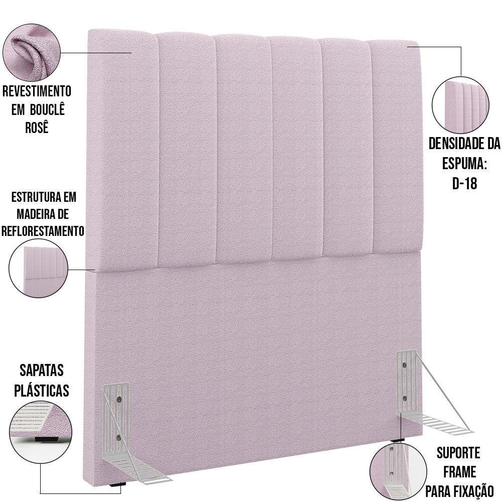 Cabeceira Cama Box Solteiro 100cm Dália W01 Bouclê Rosê - 4