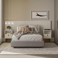 Cabeceira De Madeira Para Cama De Casal 240 Cm Off White - 6