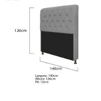 Kit Cabeceira Lady Recamier Félix 140cm Casal Cinza - 2