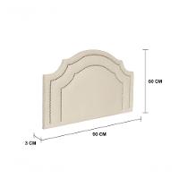 Cabeceira Solteiro Luxo 90x60 Suede Off White Tachas Prata - 2