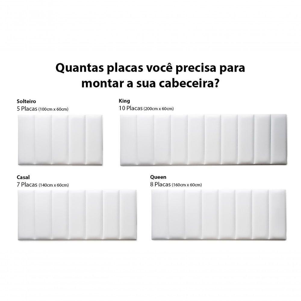 Placas Cabeceira Solteiro 100cm X 60cm 5 Placas Branco - 5